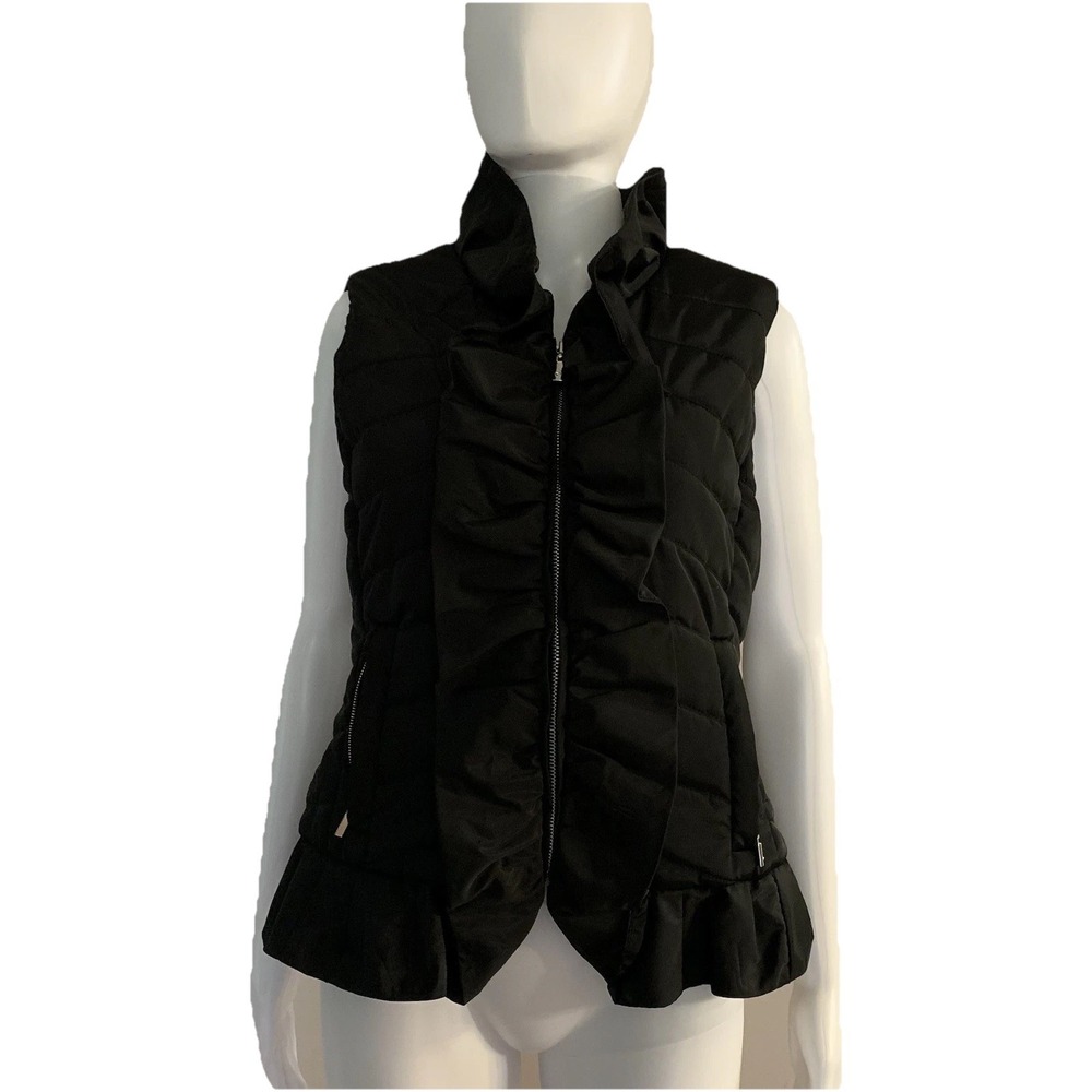 White House Black Market Women's Puffer Vest Black. Size: Medium Pre-Owned